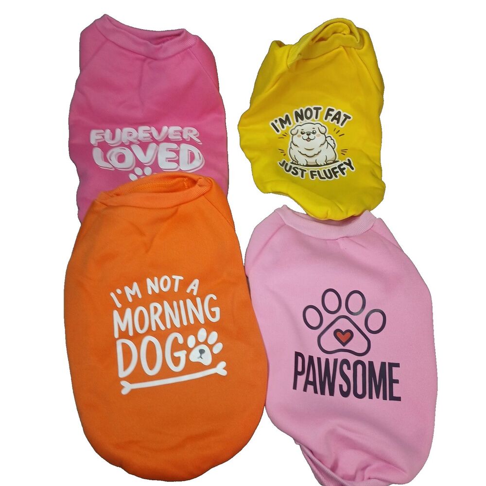 4 SMALL Dog Sweatshirts Unbranded Pink Yellow Orange Medium NEW No Tags